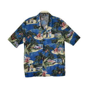 NWOT JUST CAVALLI Men's Hawaiian Print Cotton Short Sleeve Shirt Size 54